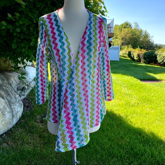 Ruby Rd. Open Front Knit Colorful Cardigan - Picture 2 of 16